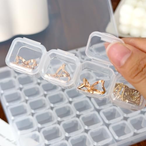 1set Detachable Compartment Jewelry Storage Box Jewelry Divided Into 28/56 Transparent Boxes Nail Art Storage Tools (56 grids,21 * 17 * 2.5cm) - color: 56 grids,21*17*2.5cm