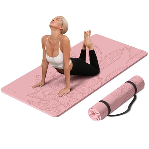 PAIDU Large Yoga Mat-72’x36’x0.4’ Extra Width ＆ Thick,Comfortable,Non-Slip Exercise Mat-Works Great on All Floor for Stretching,Yoga Studio,Gym or Home Workouts - color: Pink