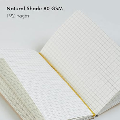 myPAPERCLIP Executive Series A5 Checks/Square Grid Notebook | 192 Pages, 80 GSM, Soft Cover, A5 (5.83 x 8.27 in) | Flat Lay | Bookmark, Elastic Closure & Back Pocket | Yellow - color: Yellow, size: A5, Checks