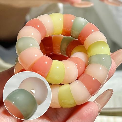 Roe Dolph Bodhi Bead Fidget Anxiety Bracelet for Women Men Chunky Stretch Beaded Mindful Jewelry Daily Reminder Gift for Mom Wife Friend - color: B4:orange
