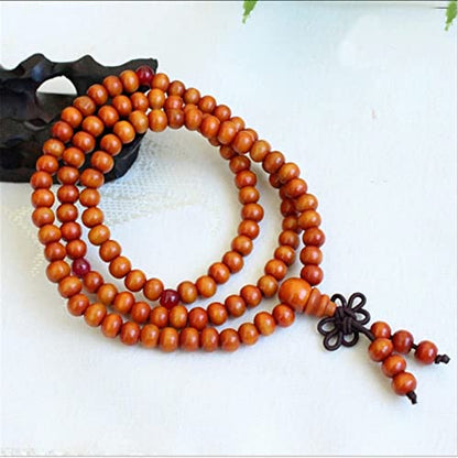 108 Mala Wooden Beads Bracelet Necklace Elastic Healing Wood Sandalwood Seed Buddhist Bracelet for Women Men Buddha Prayer Meditation Jewelry - color: E 4pcs 6mm brown