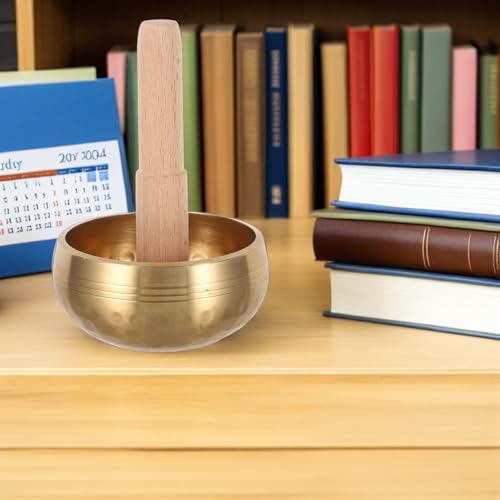 PRETYZOOM Authentic Nepal Hand-hammered Singing Bowl 8cm with Wooden Striker – Meditation Sound Bowl for Beginners Yoga Mindfulness and Relaxation Healing