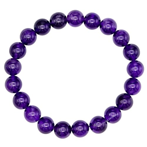 Amazing Gemstone Crystal Bracelet for Women Men's Gifts - Protection Healing Crystal Bracelet - 8mm Gemstone Beaded Stretchable Bracelet Pulseras Para Hombres Mujer Stocking Stuffers Mothers Day Gift (Amethyst) - color: Amethyst
