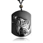 Black Obsidian Necklace Natural Crystal Amulet Protection Pendant with Adjustable Rope Lucky Talisman Necklaces Jewelry Gift for Men Women - color: Wolf
