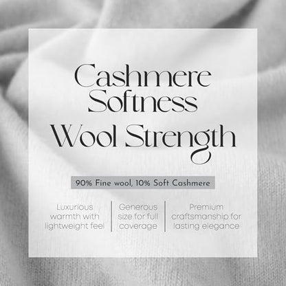 Velanio Cashmere Luxury Knitted Wrap Travel Shawl Scarf, Pashmina Stole, All-Season Scarf for Women Cashmere Wool Blend - color: Silver Grey