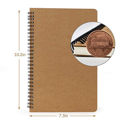 EUSOAR Spiral Blank Notebooks, B5 3 packs 7.3"x10.2" Unlined Travel Writing Notebooks Journal, Memo Notepad Sketchbook, Students College Office Business Subject Diary Spiral Book Journal-Kraft Cover - color: Kraft, size: B5-3 Packs