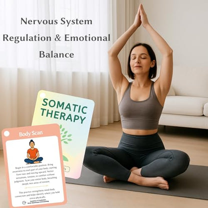 Somatic Therapy Cards for Nervous System Regulation – Self-Care & Coping Skills Exercise for Mental Health Therapists, Mindfulness & Anxiety Relief Tools, Ideal Mental Health Gifts & Therapy Games