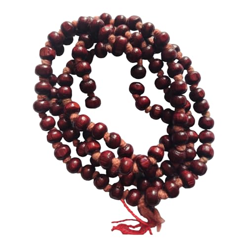 BHAVICREATION Tulsi Mala 108 Beads for Neck with Gaumukhi Jap Mala Bag for Pooja Worship (Red Tulsi mala) - color: Red Tulsi Mala 8 MM
