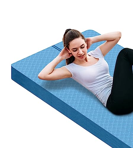 nuveti Large Exercise Mat - 15mm/20mm/30mm Thick Yoga Mat | Workout Mat for Fitness, Yoga, Pilates, Stretching & Floor Exercises for Women & Men with Free Carrying Bag - color: LightBlue, size: 183X80X30MM