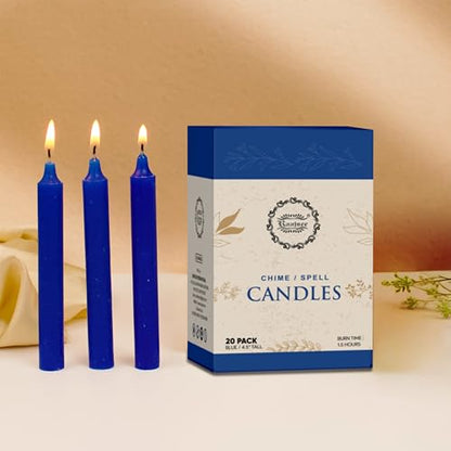 Raajsee Unscented Mini Taper Candles Pack of 20, Royal Blue | 5 Inches (H) Dinner Candle Sticks| Smokeless, and Dripless| Paraffin Wax with Cotton Wicks | Long Burning Time - color: Royal Blue, size: 5 Inch - Pack of 20