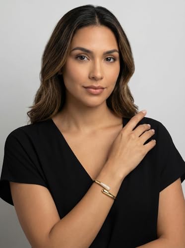 Gold Cuff Bracelets for Women, 14K Gold Plated Open Cuff Bangle Bracelet with CZ Pave, Minimalist Stackable Chunky Gold Bracelet for Women