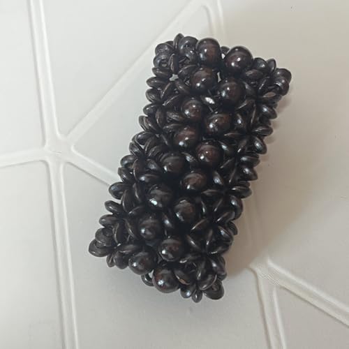 Handmade Wooden Bead Bohemian Elastic Stretch Bracelet Colorful Flower Pattern Design for Women Summer Beach Holiday Jewelry Lightweight - color: black