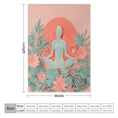 Funny Yoga Silhouette Throw Blanket, Soft Cozy Warm Flannel Meditation Flower Botanical Leaf Blanket for Couch Sofa Bed, 30"x40" - color: Funny Yoga Silhouette, size: 30"x40"