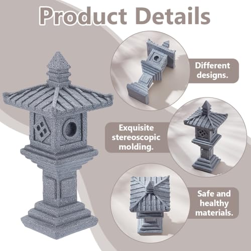 WEBEEDY 6 Styles Mini Sandstone Pagoda Lantern Statues Zen Garden Stone Decor Japanese Miniature Garden Decor for Home Office Terrarium Aquarium Outdoor Meditation Christmas Decoration