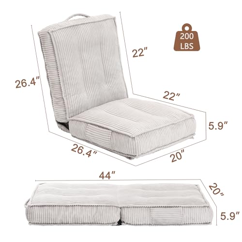 Adjustable Floor Chair with Back Support, 6-Position, Folding Japanese Meditation Tatami Chair, Comfy Gaming Chairs for Adults, Accent Reading Chairs, Living Room, Bedroom, Light Grey - color: Light Grey