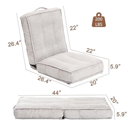 Adjustable Floor Chair with Back Support, 6-Position, Folding Japanese Meditation Tatami Chair, Comfy Gaming Chairs for Adults, Accent Reading Chairs, Living Room, Bedroom, Light Grey - color: Light Grey