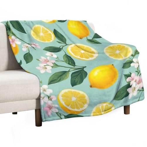 Soft Couch Throw Blanket, Lemon Tree Leaves Tropical Flowers Floral Cozy Air Conditioning Blanket for Men and Women - color: Color288, size: 30"x40"
