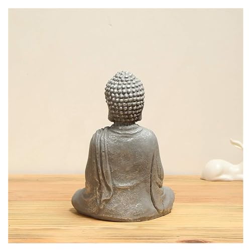 Sculpture Tabletop Buddha Statue Small Mini Ornaments, Handmade Meditating Buddha Statue Sculpture Figurine Cement Crafts Decoration, Zen Living Room Office Decorations,Gray