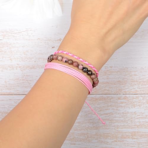 QOGIR Handmade Healing Bracelet,6mm Natural Gem Stone Bracelet rope bracelet - color: Black Rhodonite(Insight and Awareness), size: 6mm