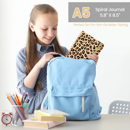 Lined Spiral Journal Notebook, A5 College Ruled Notebook for Journaling, Note-Taking, and Daily Planning, Durable Hardcover with an Elegant Design, Leopard print - color: X.Leopard print