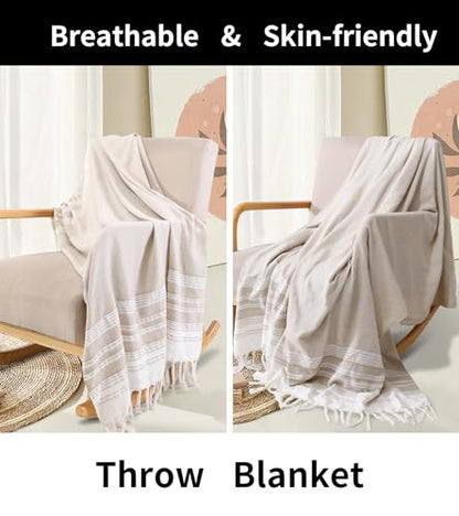 Giant Turkish Beach Towel Boho Beach Throw Blanket Anti Resistant Sand Free Quick Dry Lightweight Sandless Cloud Hawaii Honeymoon Travel Essentials Xl Big Huge Jumbo Women Summer Vacation Gift - color: Beige, size: Giant Large 82''x88''