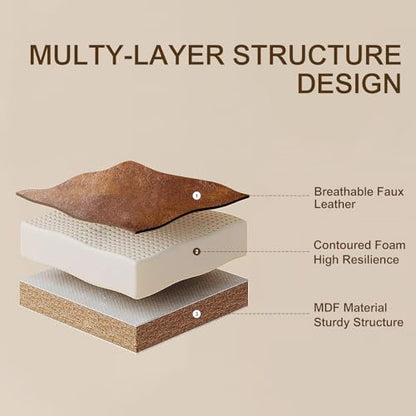 Furnimart Faux Leather Bench Ottoman, Tufted Button Bedroom Benches Footrest Stool in Solid Wood Legs, Long and Dining Bench, Indoor Bench for Entryway Living Room Bedroom (Leather-DustYellow) - color: Leather-dustyellow