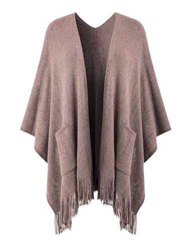 Ferand Shawl Wraps for Women, Cozy Lightweight Poncho Cape with Pockets, Warm for Fall Winter Travel - color: Light Pink