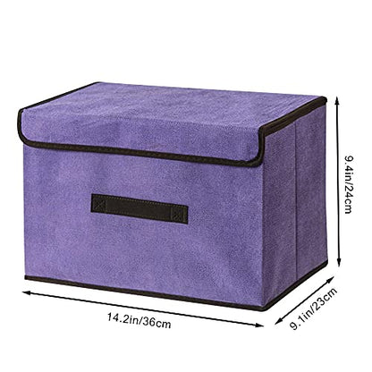 LELE LIFE Foldable Storage Box with Dustproof Lid and Handle, Foldable Storage Bin Collapsible Storage Organizer for Closet, Bedroom, Home, Purple