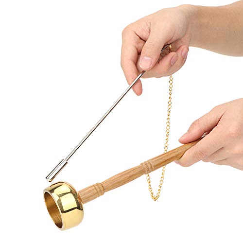 Brass Hand Bell, Buddhist Supplies Wooden Handle Singing Scripture Implement With Classic Design for Collection or Gifts