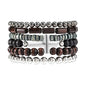 MILAKOO Mens Beaded Bracelets Tribal Wooden Elastic Adjustable Prayer Beads Wrap Cuff for Women - color: M: 6pcs