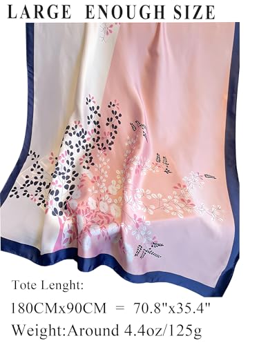 Large Shawl Scarf For Women Lightweight Wraps Silky Headscarf Long Sunscreen Scarfs - color: T24 Pink White Blue / 70"x 35"