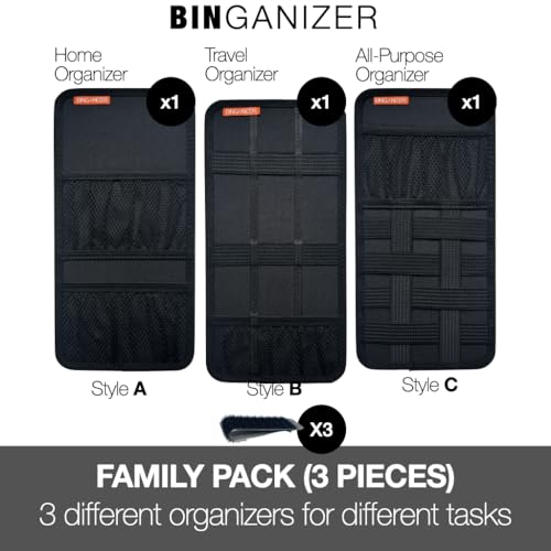 Travel Drawer Bin Organizers - Pack of 3, Elastic Panels for Cables, Cords, Electronics, Suitcase - Tactical Organizer Board for Junk Drawer and Bin