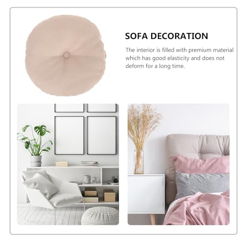 Meditation Floor Cushion Zafu Seat Cushion Small Linen Color Pouf for Adults Home Yoga Suitable for Living Room and Bedroom Use