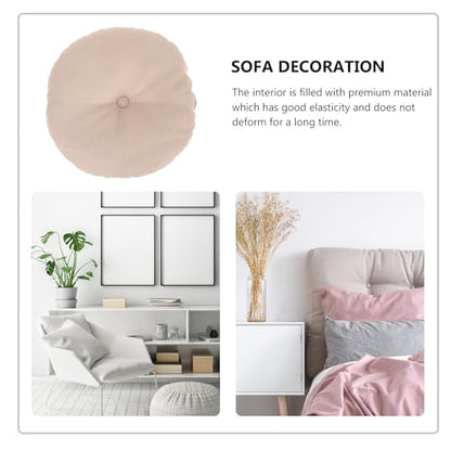Meditation Floor Cushion Zafu Seat Cushion Small Linen Color Pouf for Adults Home Yoga Suitable for Living Room and Bedroom Use