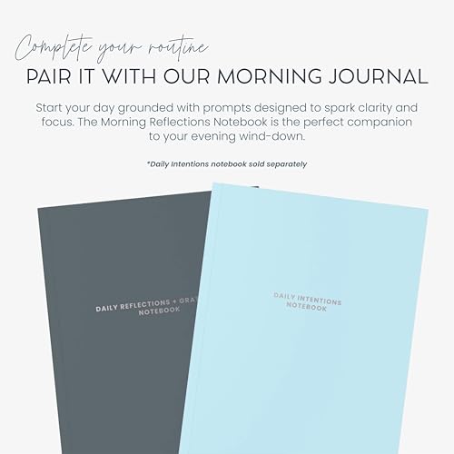Evening Reflections & Gratitude Journal - Daily Mindfulness & Self-Care Notebook, A5 Lay-Flat Binding, Vegan Leatherette Cover, Bedtime Companion for Positive Intentions