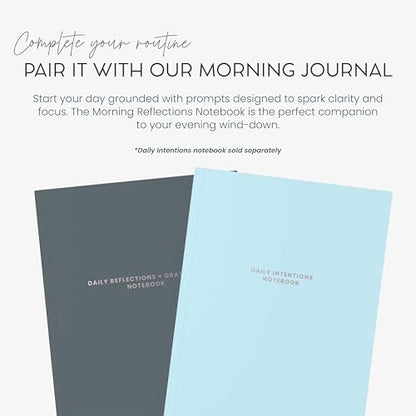 Evening Reflections & Gratitude Journal - Daily Mindfulness & Self-Care Notebook, A5 Lay-Flat Binding, Vegan Leatherette Cover, Bedtime Companion for Positive Intentions