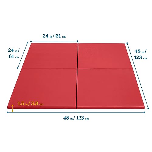 ECR4Kids SoftZone Play Patch Activity Mat Squares, Modular Playmat, Red, 4-Pack - color: Red