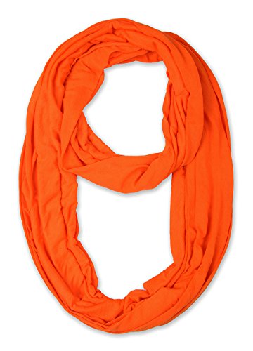 corciova Black Soft Girl Women Infinity Wrap Scarf Stretchy Jersey Knit Sleep Head Circle Scarf Continuous Loop Light Weight - color: 106 International Orange