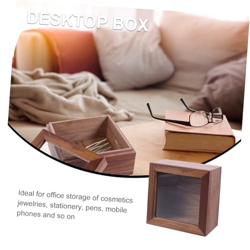 1pc Wooden Storage Box Lid for Organizing Jewelry Cosmetics and Sundries Natural Walnut Desktop Storage Case for Home and Office