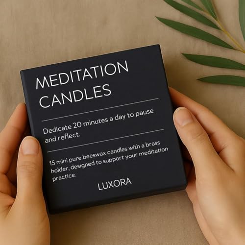 Australian Made 20 Minute Pure Beeswax Mini Meditation Candles, Non Toxic Beeswax Meditation Candle Set with Brass Holder for Intention Setting, Stress Relief, and Daily Meditaiton Mindful Moments - size: Set with Holder (15pcs)