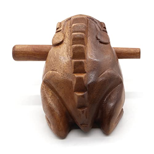 BSIRI 5" Wooden Frog Rasp - Musical instruments of Africa Frog Rasp Super Guiro Percussion Frog Wood Block Instrument of Frog Noise Maker Cool Music Gifts Ideas Fun Instruments for Adults and Kids - size: 5 Inches Size