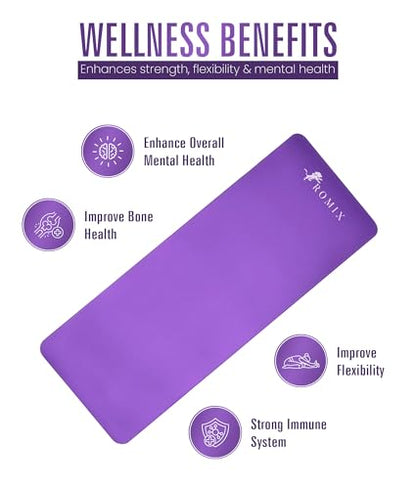 ROMIX Yoga Mat Thick 2/5 Inch (10mm), 72"L x 24"W Non-Slip Workout Mat, Large Yoga Mats for Women Men With Carry Bag and Strap, Exercise Mats for Home Workout Meditation Training Equipment
