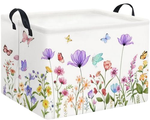 Rectangular Baby Girl Basket Kids Baby Storage Basket Toy Storage Bin Organizer Box Room Decor(Purple Flower) - color: Purple Flower
