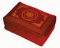 Rectangular Zafu Seat Meditation Cushion Buckwheat and Kapok Fill - Silkscreen Sacred Symbols (Dharma Wheel Saffron) - color: Dharma Wheel Saffron