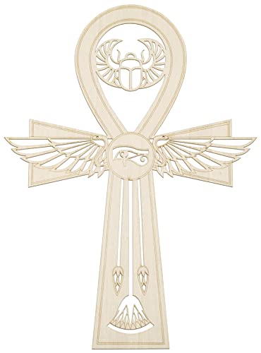 Fourth Level MFG 12" Ankh, Sacred Geometry Wood Wall Art, Ancient Egyptian Hanging Home Decor, Eternal Symbol, Key of Life Sculpture, Good Spiritual Energy - color: 12" Ankh