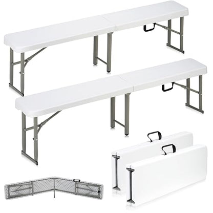 6ft Plastic Folding Bench with Carrying Handle & Lock, Portable Outdoor Bench in Garden Picnic Camping Dining Party Seat, Waterproof Bench for Soccer Activities, Firm and Durable (2Pack A) - size: 2Pack A