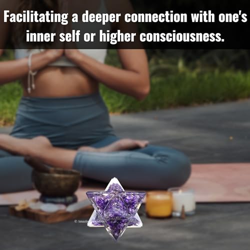 Amazing Gemstone 1 Pcs Amethyst Large Crystal Orgone Merkaba Star for Reiki Healing Meditation and Crystal Grid