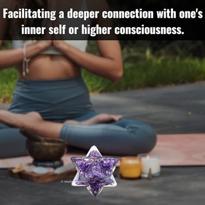 Amazing Gemstone 1 Pcs Amethyst Large Crystal Orgone Merkaba Star for Reiki Healing Meditation and Crystal Grid