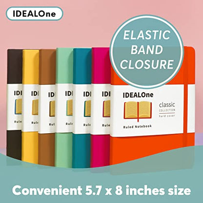 IDEALOne Hardcover Journal Lined–A5 (5.7x8) small notebook, College Ruled Journaling Notebooks,160 pages, 100GSM Thick Paper, Journal for Women, Men, Teens - Black