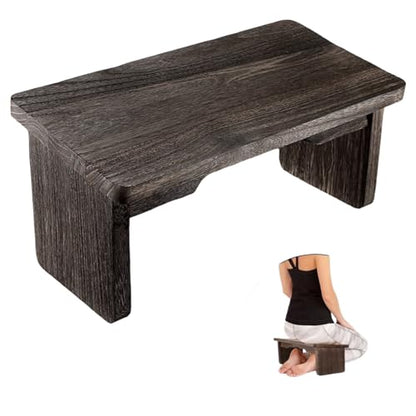 Kneeling Chair,Meditation Bench Kneeling Stool,Perfect Wooden Kneeling Stool Ergonomic Kneeling Meditation Yoga Bench, with Locking Hinges, for Tea Ceremony, Yoga, Praying, Deep Meditation Bench(Black - color: Black